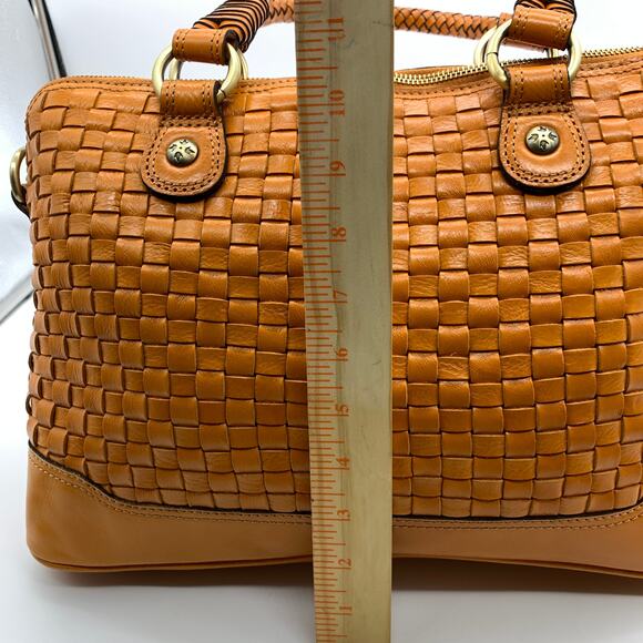 Patricia Nash Discovery Washed Woven Augusta Satchel Sun Orange Color - Picture 8 of 15